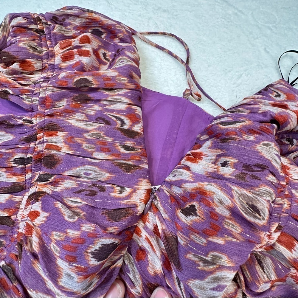 NWT Zara Retro Printed Double Knot Ruched Mini Dress - Picture 8 of 15